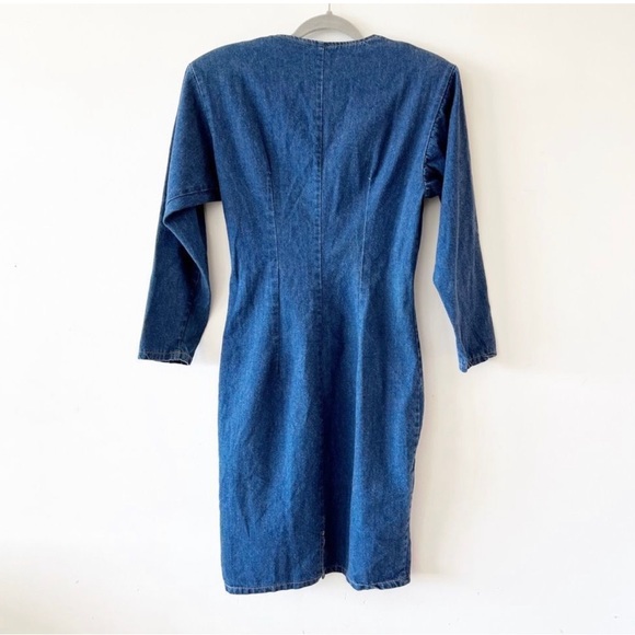 Vintage Hollywood BLVD Denim Dress 80’s Style Size 9 Snap Front - Picture 2 of 6